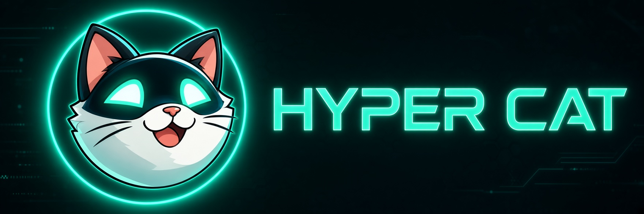 HYPER CAT banner: the armored Shiba Cat above a neon cyberpunk city